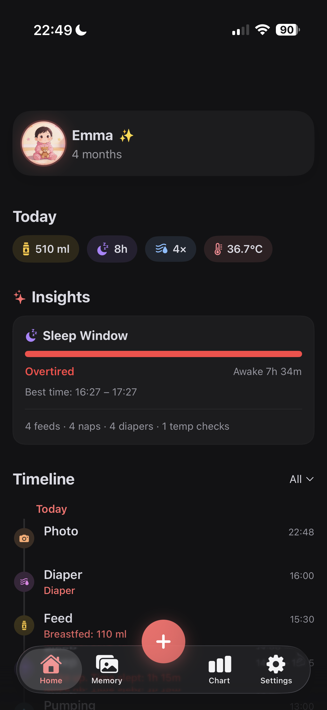 Bebilog app home screen